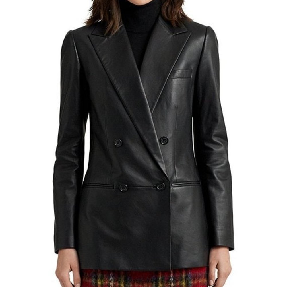 RALPH LAUREN Double-Breasted Lambskin Blazer NWT